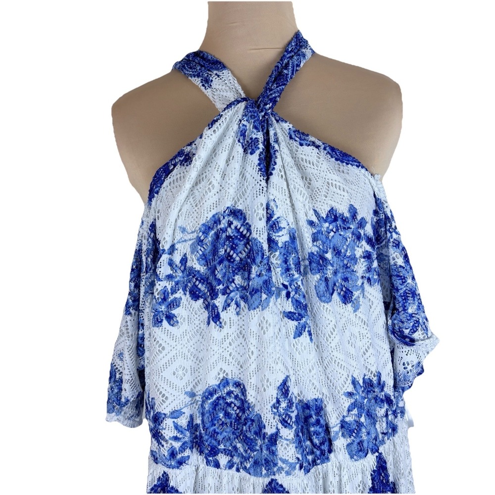 Lane Bryant Eyelet Halter Maxi Dress Womens White Blue 18 20 Y2K  Coquette NWT - Picture 5 of 14